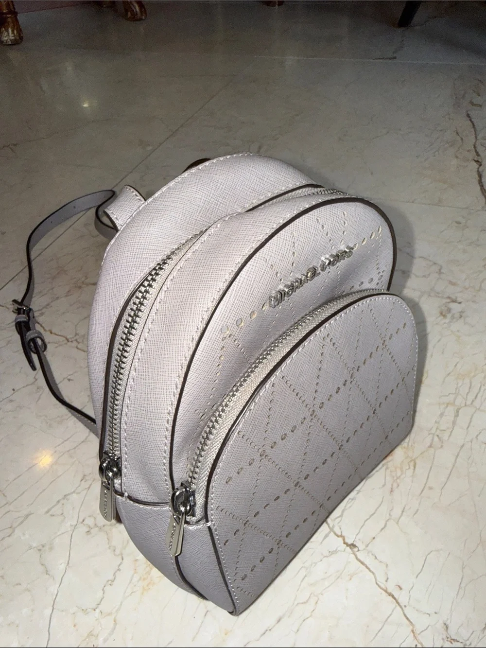 Michael Kors Light Gray Perforated Mini Backpack